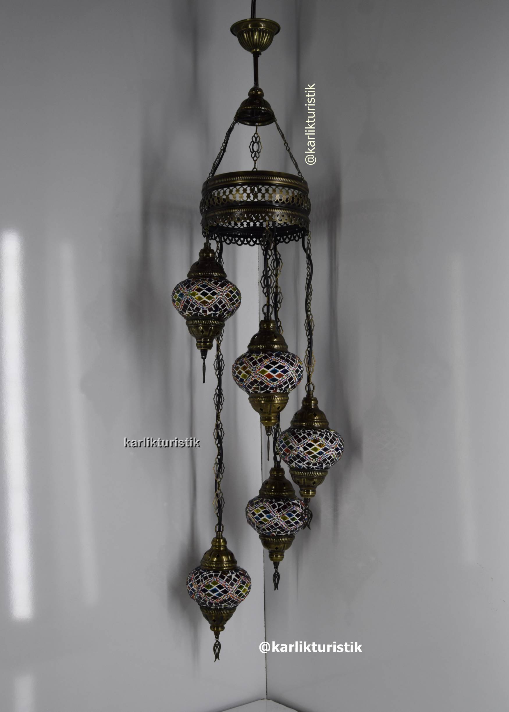 TÜRK LAMBALARI 5Lİ SARKIT AVİZE RUSTİK AYDINLATMA24