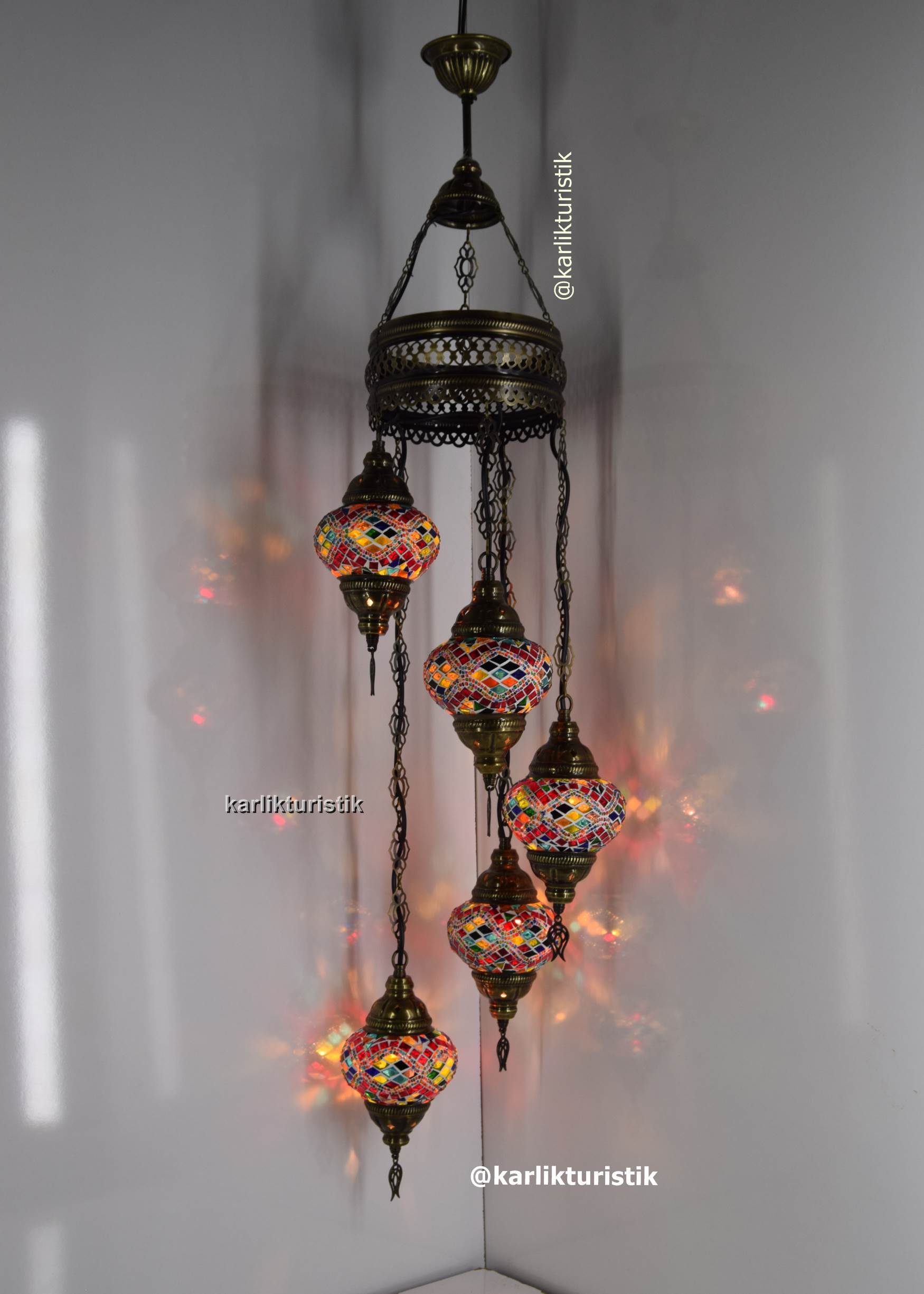 TÜRK LAMBALARI 5Lİ SARKIT AVİZE RUSTİK AYDINLATMA25