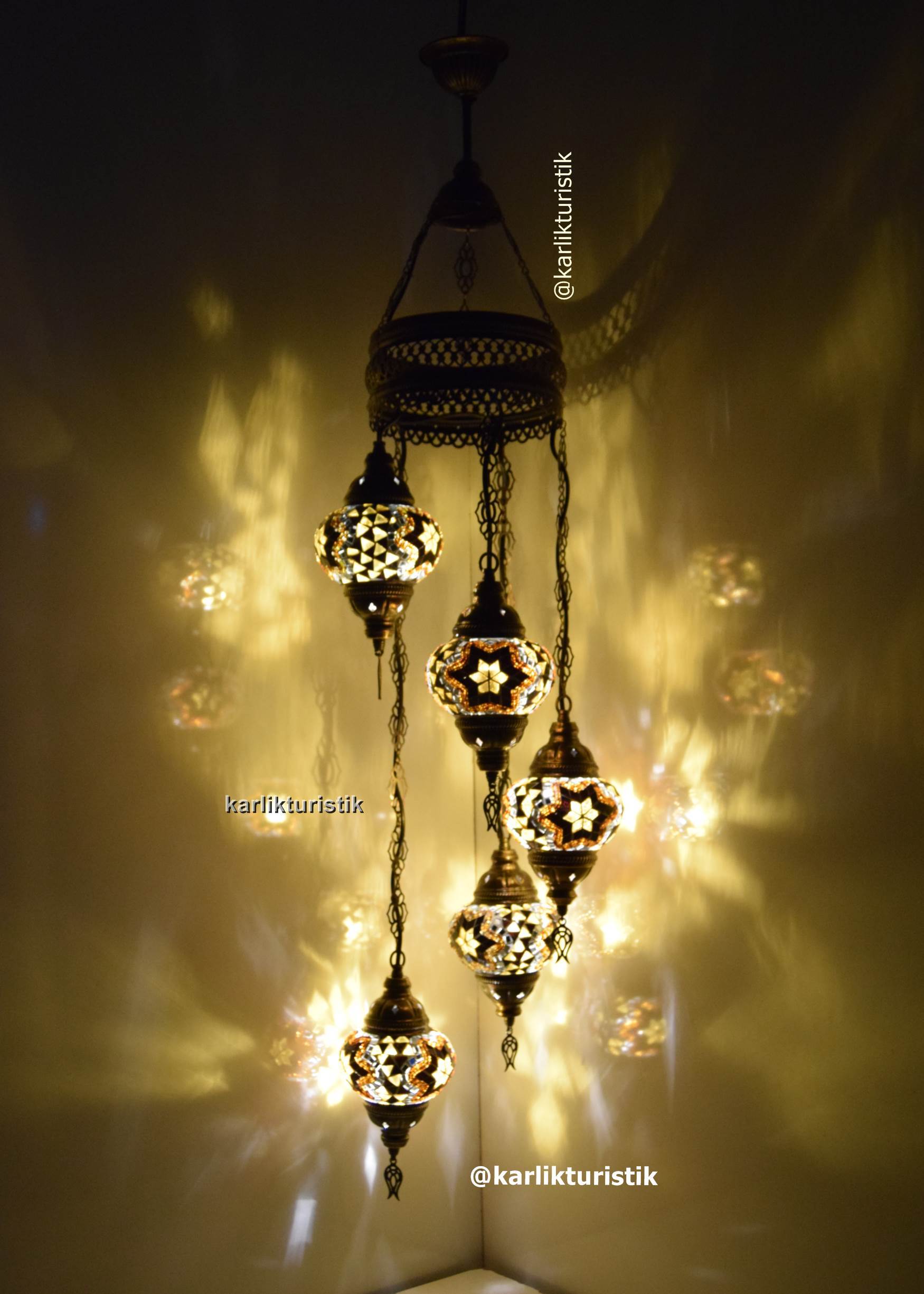 TÜRK LAMBALARI 5Lİ SARKIT AVİZE RUSTİK AYDINLATMA33