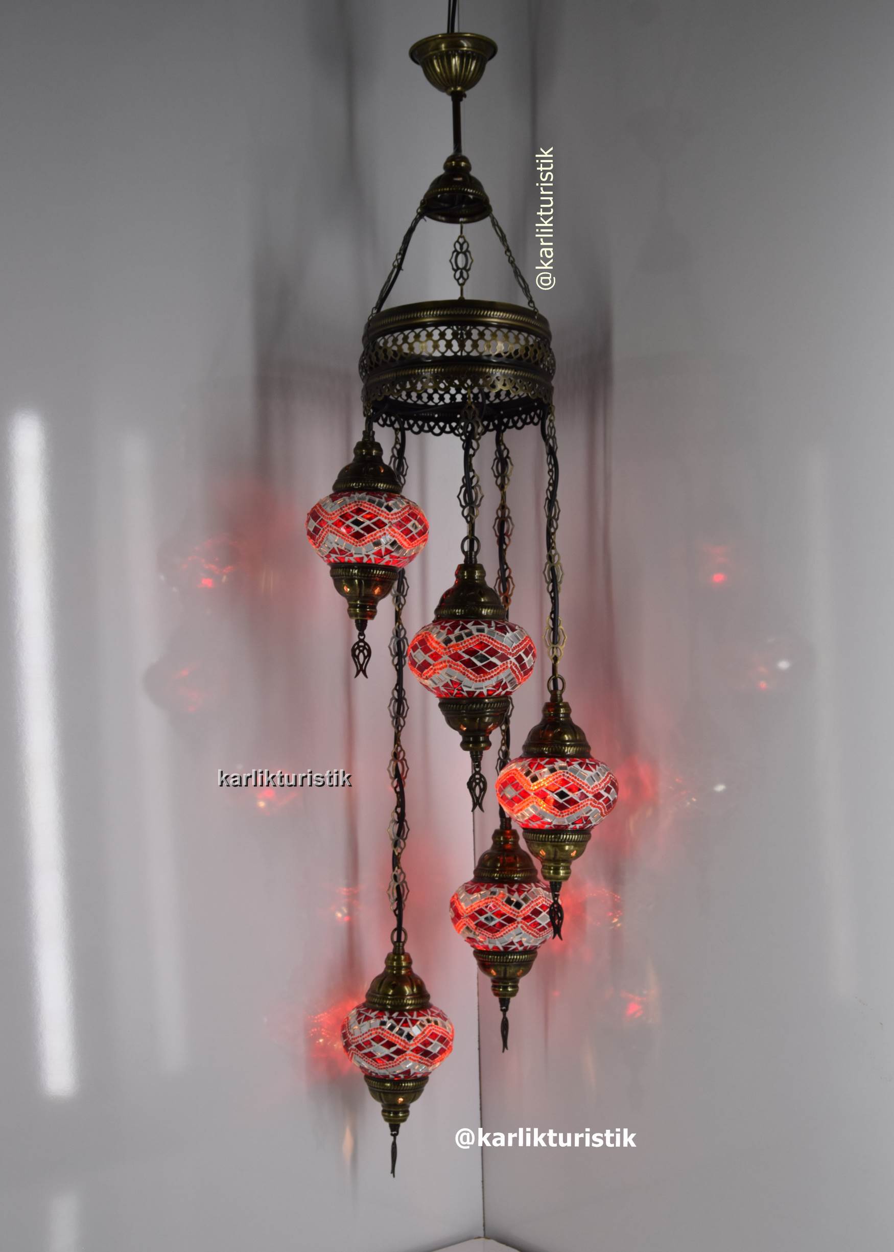 TÜRK LAMBALARI 5Lİ SARKIT AVİZE RUSTİK AYDINLATMA49