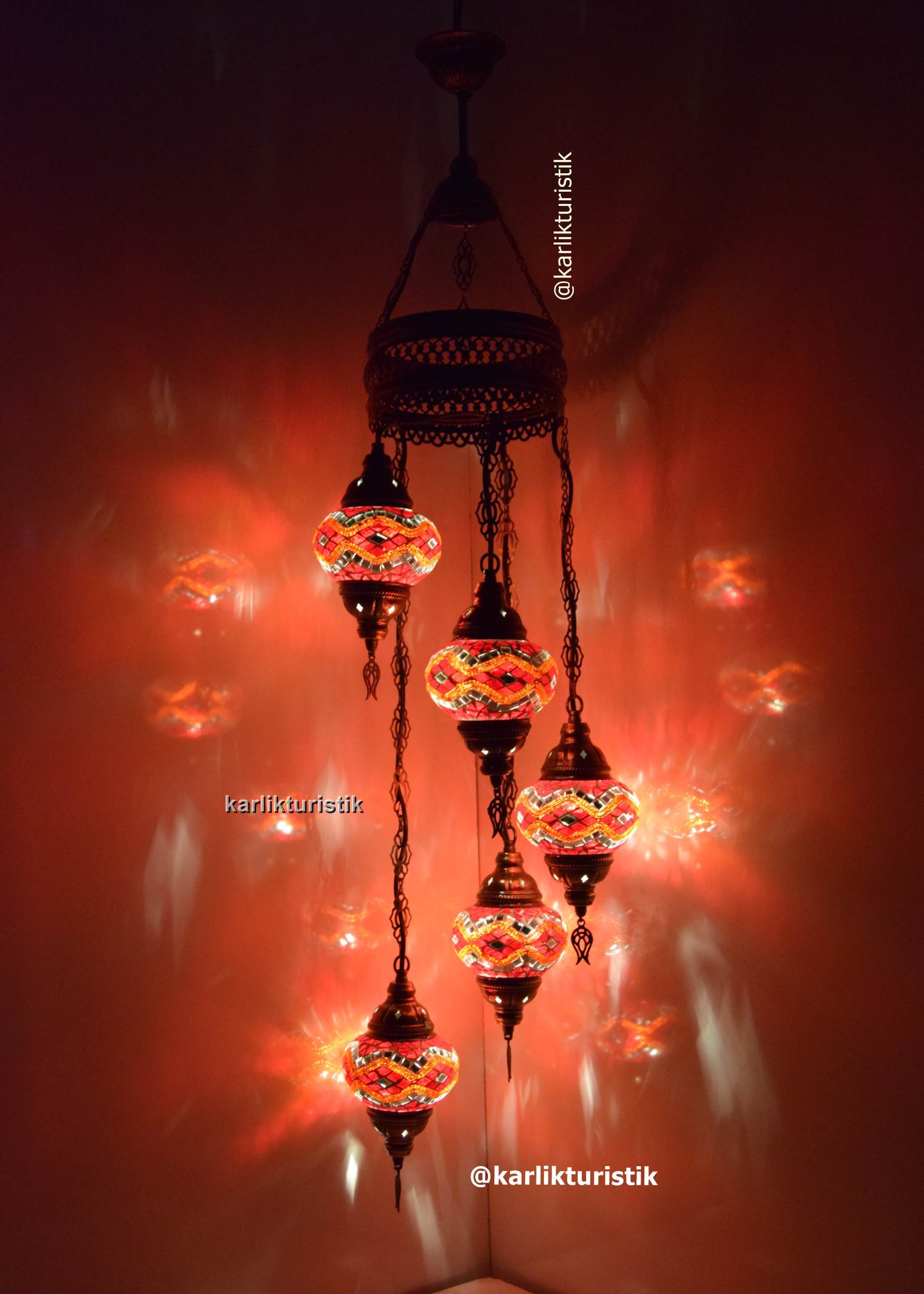 TÜRK LAMBALARI 5Lİ SARKIT AVİZE RUSTİK AYDINLATMA50