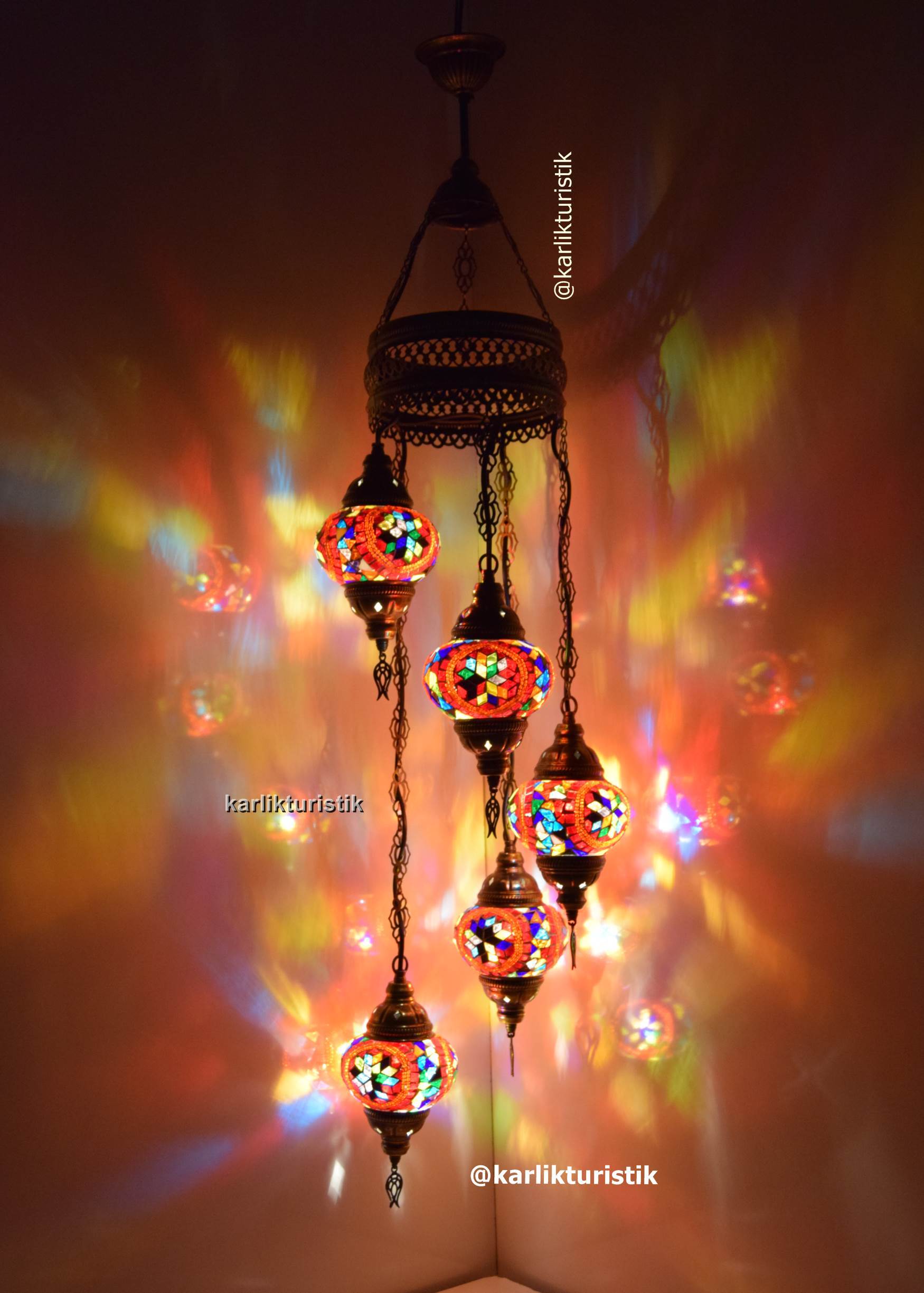 TÜRK LAMBALARI 5Lİ SARKIT AVİZE RUSTİK AYDINLATMA63