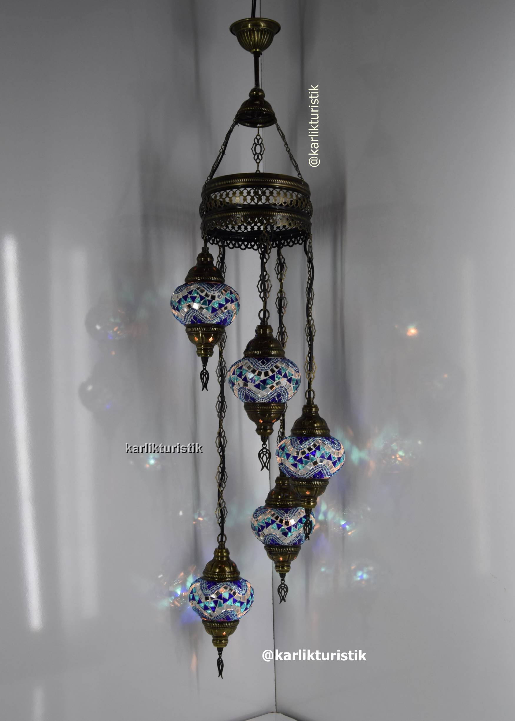 TÜRK LAMBALARI 5Lİ SARKIT AVİZE RUSTİK AYDINLATMA70