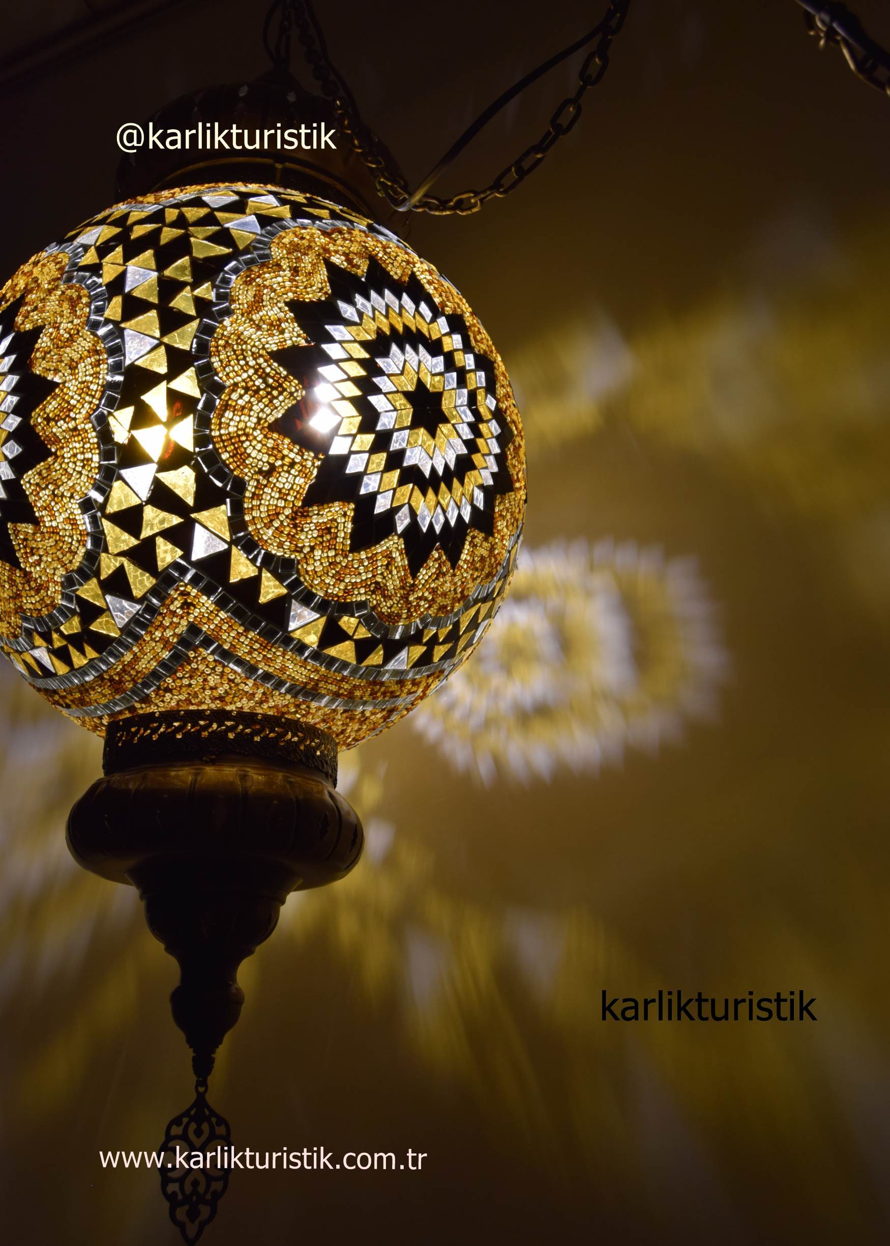 turk mozaik lambası tekli sarkıt büyük el isi lamba 40 cm top avize15